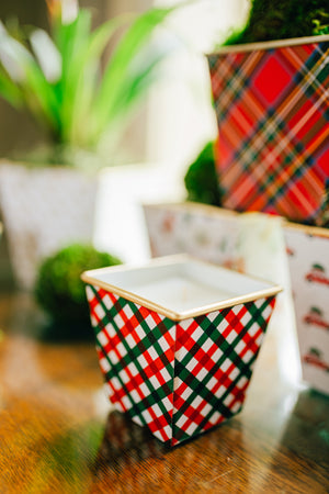 Mini Red and Green Plaid Cachepot Candle