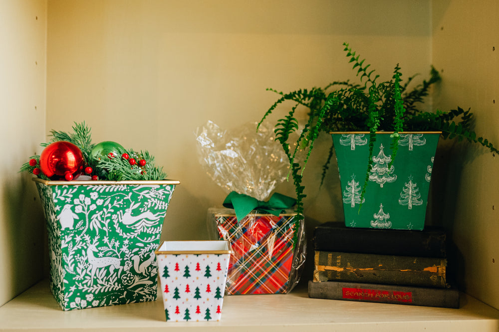 Mini Red and Green Christmas Trees Cachepot Candle