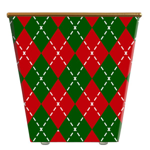 Red and Green Argyle Cachepot Candle