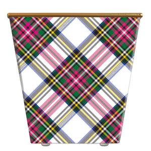 WHH Preppy Plaid Hot Pink Cachepot Candle