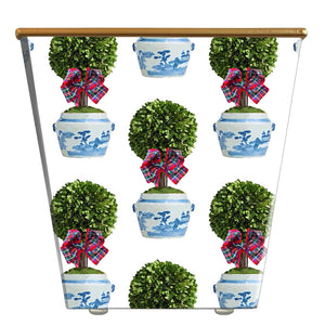 Standard Cachepot Container: Holiday Topiary Tartan